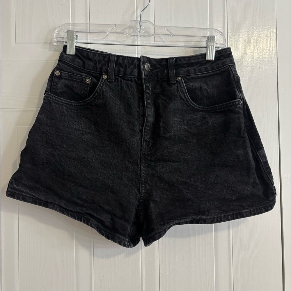 ASOS Black High-Waist Denim Shorts